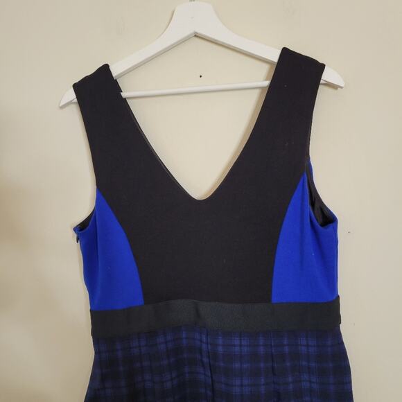 Anthropologie Bailey 44 Dress color block plaid sheath v-neck Sz L Pencil skirt - Picture 4 of 5